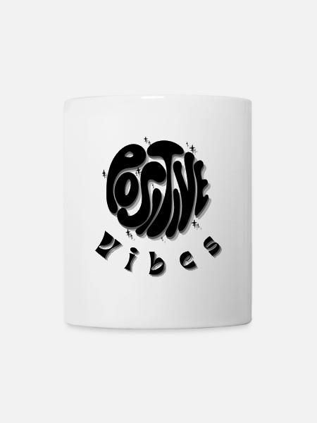 Abstract Grayscale Calligraphy - Positive Vibes - Mug - white