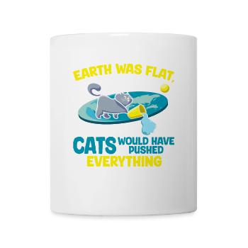 Terre plate ? Chats à proximité ! Drôle de chat - Mug blanc - blanc - Devant