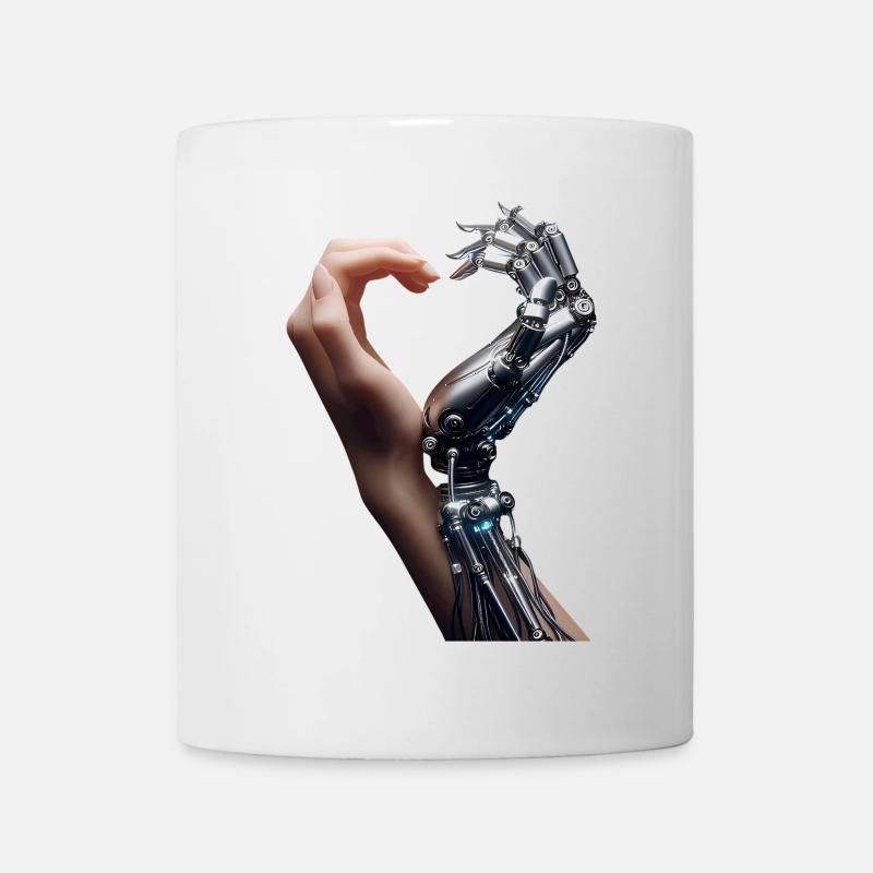 Mensch Roboter Love Hands - Tasse - Weiß