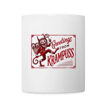 Salutations du motif de Noël vintage Krampus - Mug blanc - blanc - Devant