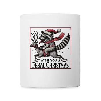 Merry Wild Christmas Raccoon Reindeer - Mug - white - Front