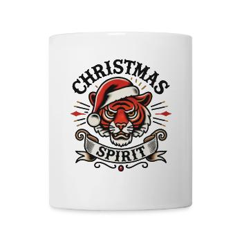 Weihnachtsgeist Tiger Vintage Tattoo Style - Tasse - Weiß - Vorne