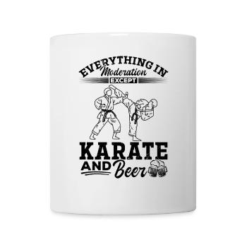 Tout avec modération, sauf le karaté et la bière - Mug blanc - blanc - Devant