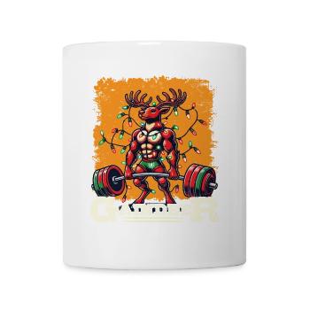 weWeihnachtlicher Gaindeer Muskelprotz Gym Humor - Tasse - Weiß - Vorne