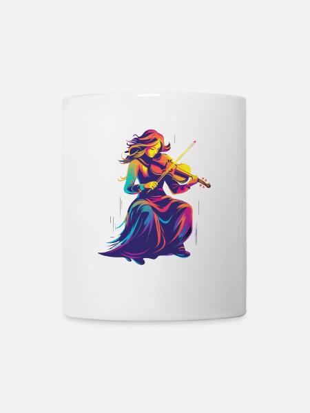 Geigenmädchen Retrowave - Tasse - Weiß