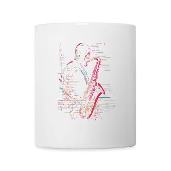 Saxophone Player Line Art - Mug - white - Front