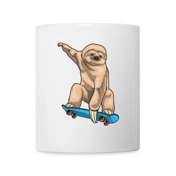 Faultier Skater Skateboard - Tasse - Weiß - Vorne