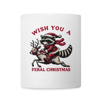 Wild Christmas Raccoon Riding - Mug - white - Front
