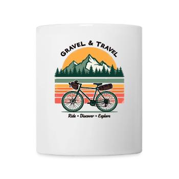 Bikepacking Gravel & Travel Abenteuer Mode - Tasse - Weiß - Vorne
