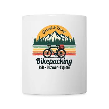 Bikepacking Gravel & Travel Abenteuer Mode - Tasse - Weiß - Vorne