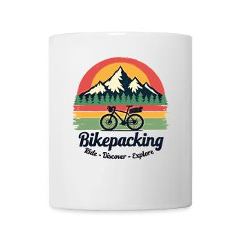 Bikepacking Gravel & Travel Abenteuer Mode - Tasse - Weiß - Vorne