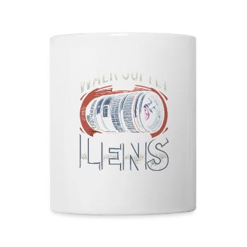 Gehen Sie sanft und tragen Sie ein großes Objektiv - Tasse - Weiß - Vorne