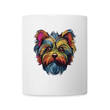 Yorkshire Terrier Hund Porträt - Tasse - Weiß - Vorne