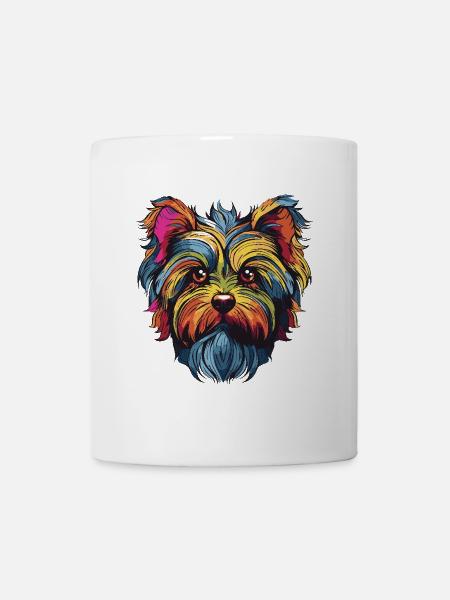 Yorkshire Terrier Hund Porträt - Tasse - Weiß