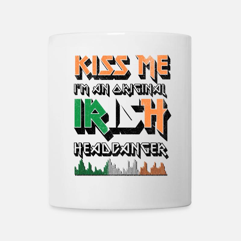 Kiss me I'm Irish - original headbanger, st paddy - Mug - white