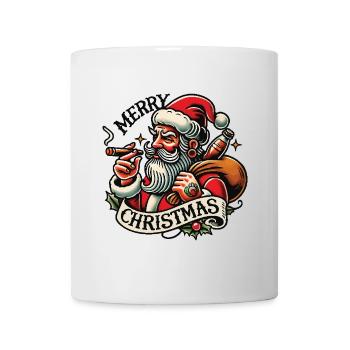 Merry Christmas Cooler Santa Vintage Look - Tasse - Weiß - Vorne