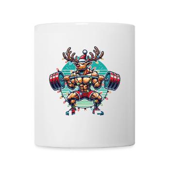 Muskel-Rentier Weihnachten Fitness - Tasse - Weiß - Vorne