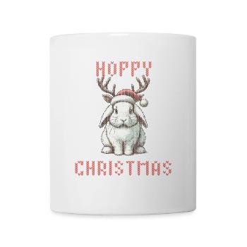 Merry Christmas Bunny Reindeer Knit Look - Mug - white - Front