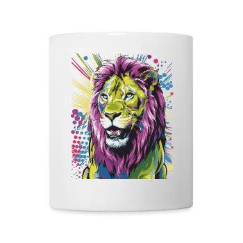 Bunte abstrakte Löwe mutige lebendige Tierkunst - Tasse - Weiß - Vorne