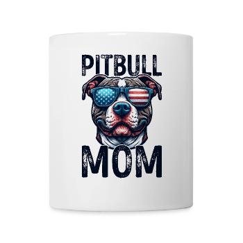 Pitbull Mom Patriotic Lustiges 4th of July - Tasse - Weiß - Vorne