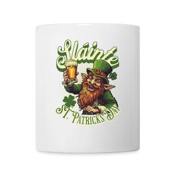 Fête de la Saint-Patrick - Slainte - Leprechaun Toast Beer - Mug blanc - blanc - Devant