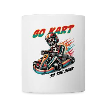 Drôle de karting disant coureur squelette - Mug blanc - blanc - Devant