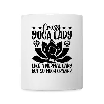 Crazy Yoga lady - Funny Yoga Girl - Tasse - Weiß - Vorne