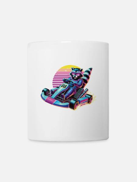 Go-Kart Raton laveur dans le style néon - Mug blanc - blanc