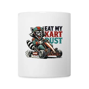 Drôle rétro raton laveur Go-Kart poussière nourriture dire - Mug blanc - blanc - Devant