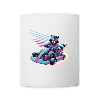 Raton laveur dans le style rétro du karting - Mug blanc - blanc - Devant