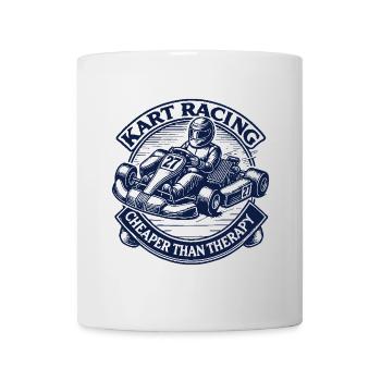 Le karting moins cher que la thérapie - Mug blanc - blanc - Devant