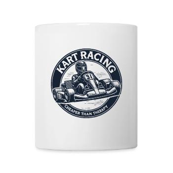 Les courses de karting moins chères que la thérapie - Mug blanc - blanc - Devant