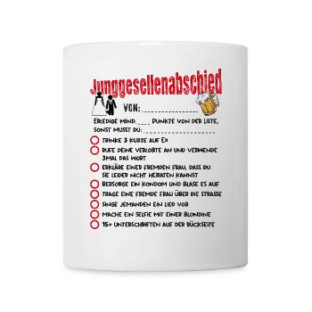 JGA Männer T-Shirt Bräutigam Junggesellenabschied - Tasse - Weiß - Vorne