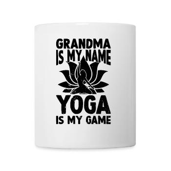 Mamie est mon nom Le yoga est mon jeu - Mamie Yoga - Mug blanc - blanc - Devant
