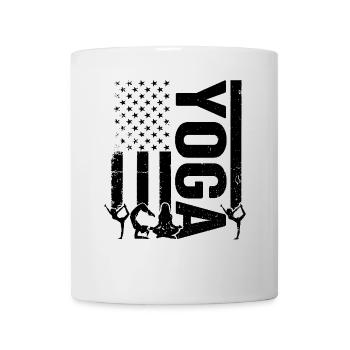 Yoga US Flag Yoga Lover Yoga Pose - Mug - white - Front