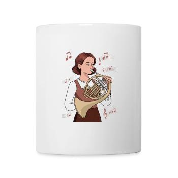 Hornistin mit Noten Horn Waldhorn - Tasse - Weiß - Vorne