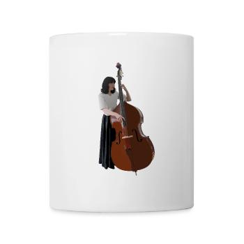 Kontrabassistin mit Kontrabass Kunst - Tasse - Weiß - Vorne