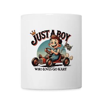 Boy Of Go Kart aime le design de dessin animé rétro - Mug blanc - blanc - Devant