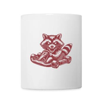 Racer raton laveur sur kart style rétro - Mug blanc - blanc - Devant