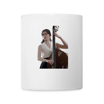 Elegante Kontrabassspielerin im Fokus der Musik - Tasse - Weiß - Vorne