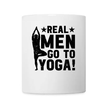 Funny Yoga - Les vrais hommes vont au yoga - Mug blanc - blanc - Devant