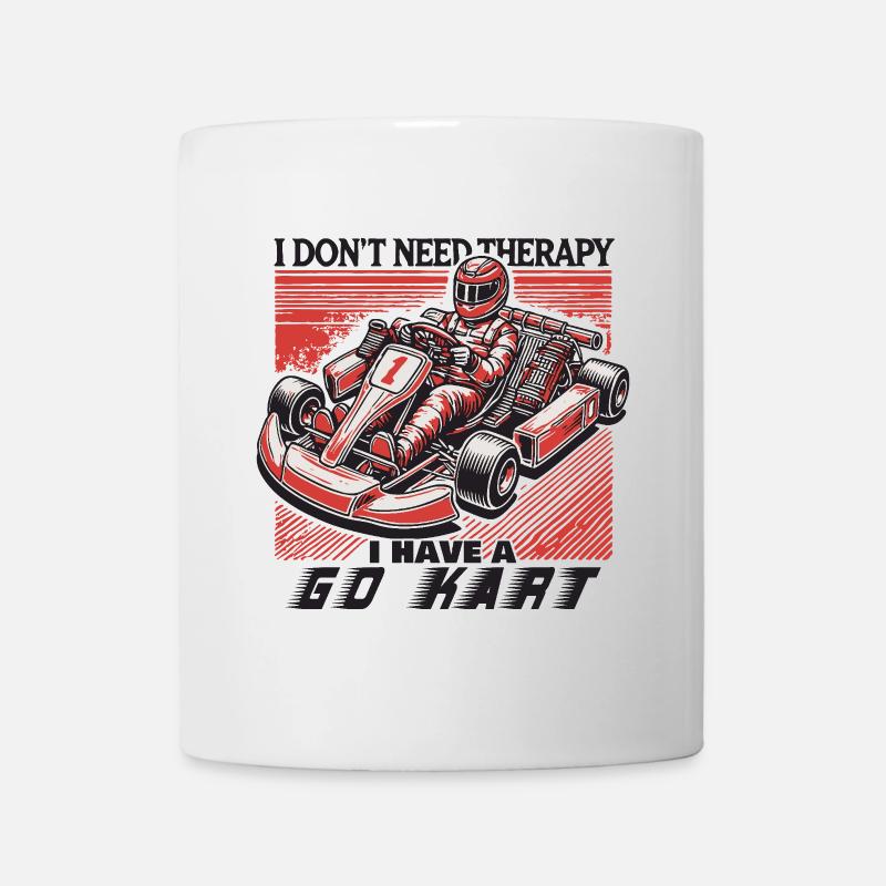 Pilote de karting style rétro Pas besoin de thérapie - Mug blanc - blanc