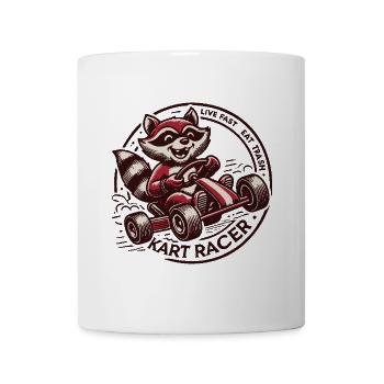 Kart Racer Waschbär: Lebe Schnell & Iss Müll - Tasse - Weiß - Vorne