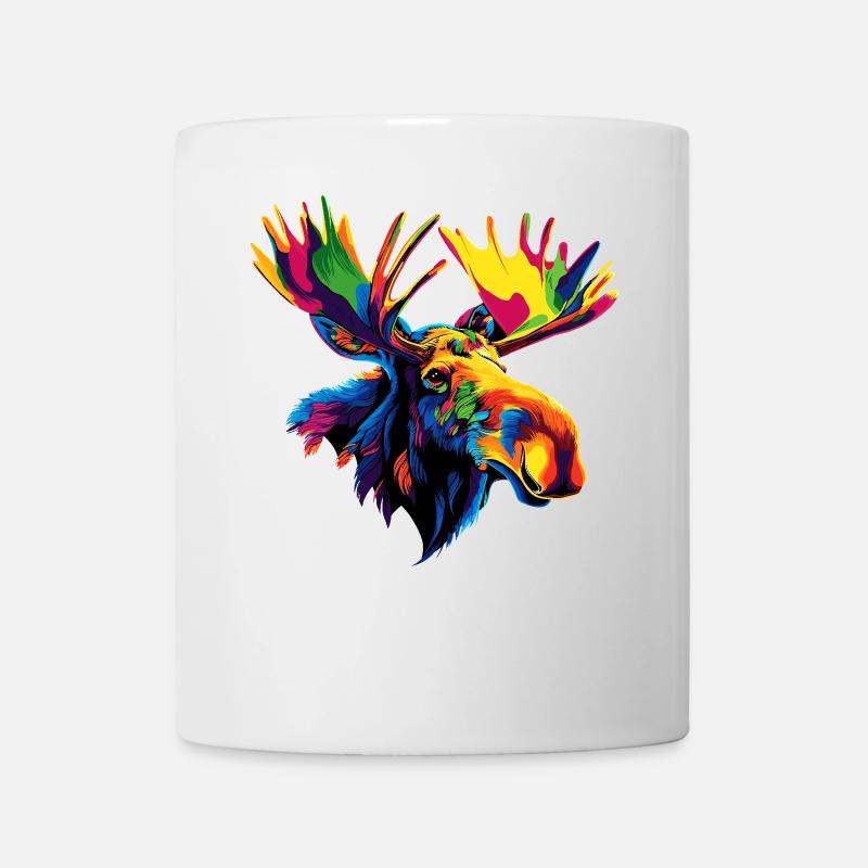 Elch Moose Elchbulle Geweih Hirsch Wilde Elche - Tasse - Weiß