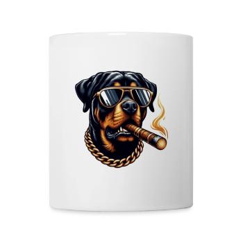 Rottweiler mit sonnenbrille retro - Tasse - Weiß - Vorne
