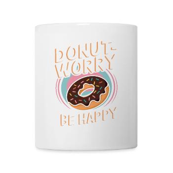 Donut Worry Be Happy Funny Doughnut lover Pun - Mug - white - Front
