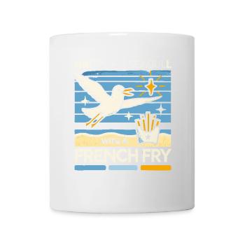 Glücklich wie eine Möwe mit einer Pommes frites - Tasse - Weiß - Vorne