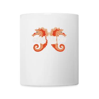 Seas of the Day - Playful Seahorse Design - Mug - white - Front