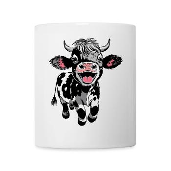 Happy calf in black and white - Mug - white - Front