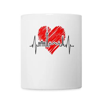 Berlin Skyline Herzschlag Herz Liebe Love Berliner - Tasse - Weiß - Vorne